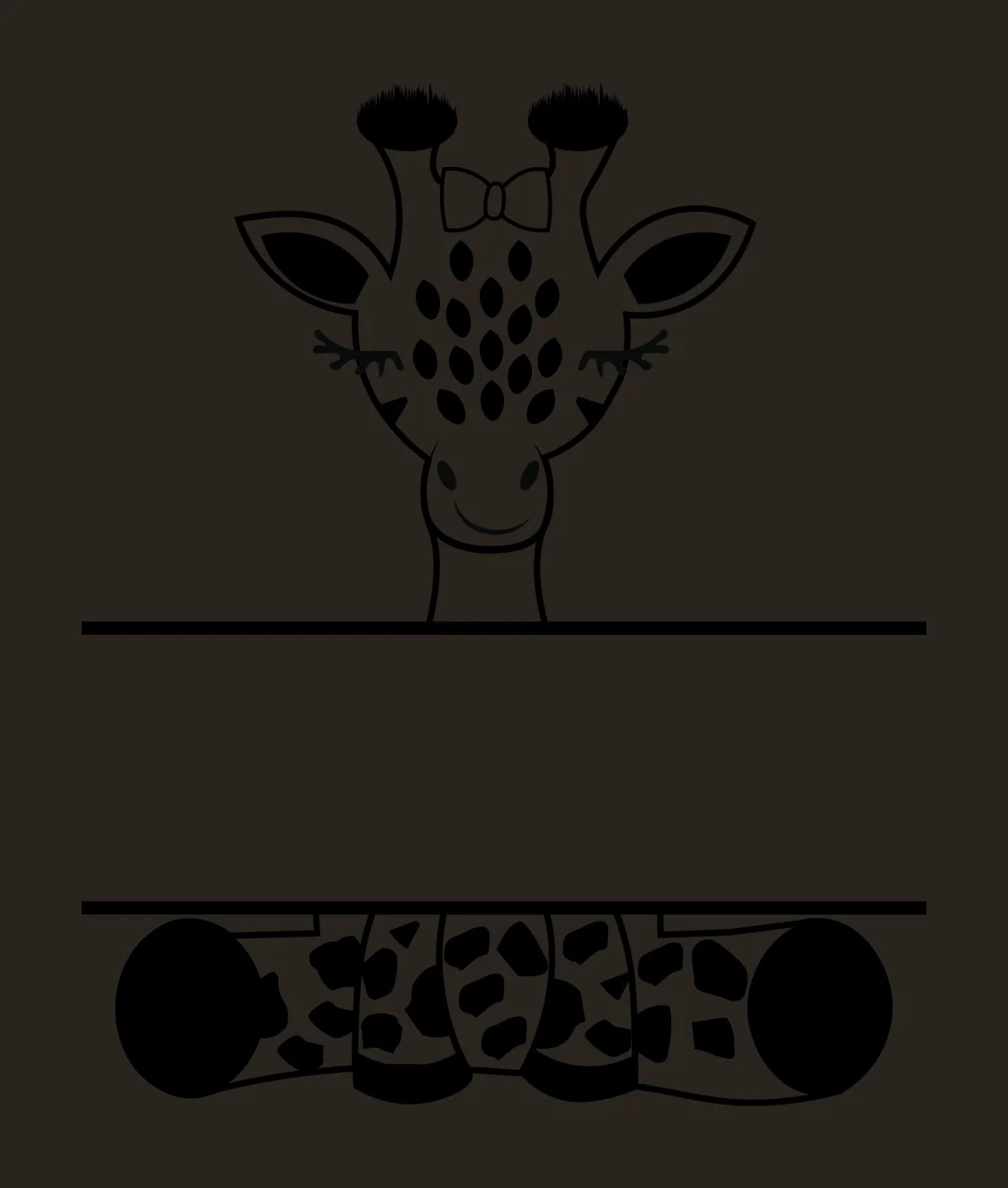 Animal Giraffe Head And Body Frame framed split bow tie spots contrast preview thumbnail