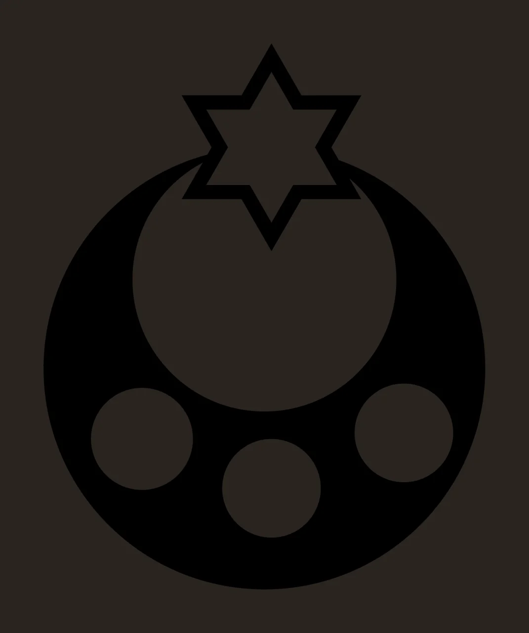Crescent Moon With Star And Circles In Black contrast preview thumbnail