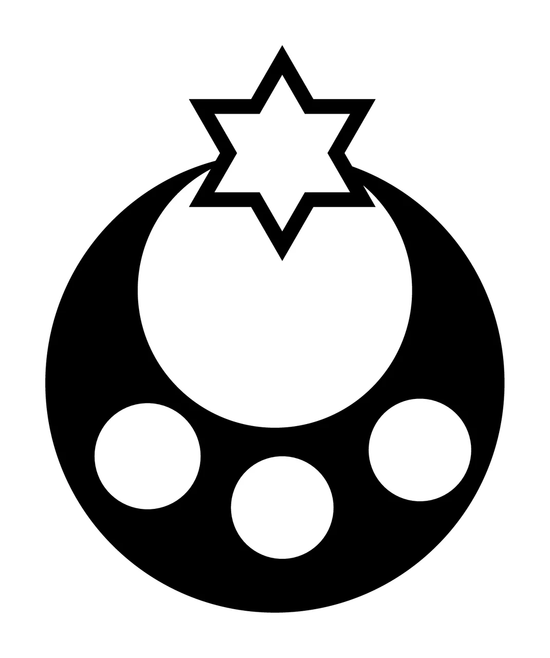Crescent Moon With Star And Circles In Black