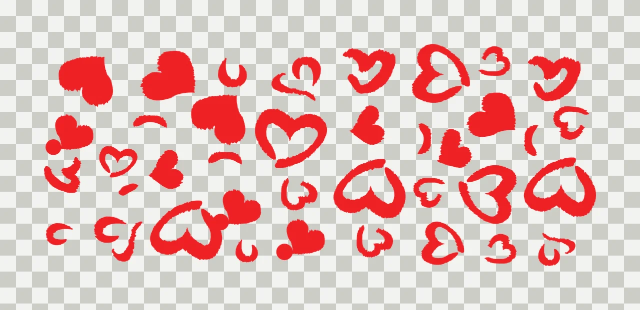 Red heart shapes with brushstroke texture Illustration with white background transparency and detail preview thumbnail