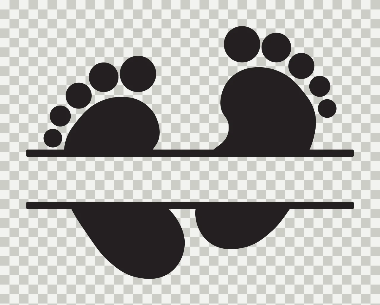 Feet Split Baby Minimalist Graphic footprints framing bar black transparency and detail preview thumbnail