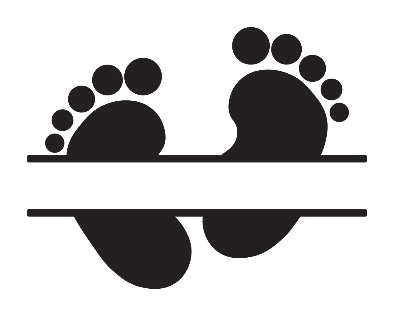 Feet Split Baby Minimalist Graphic footprints framing bar black