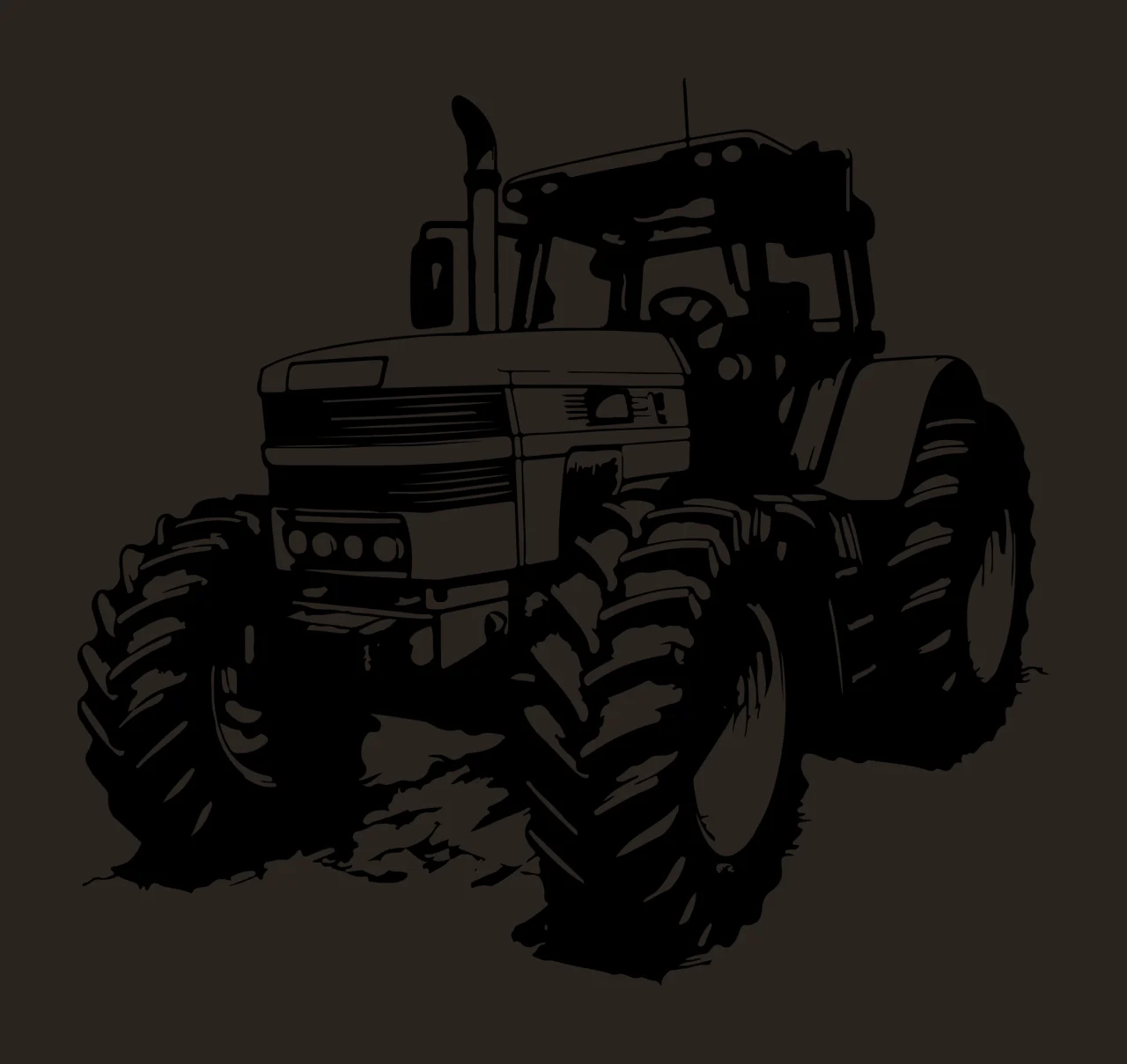 Black And White Tractor Illustration farm work wheel engine contrast preview thumbnail