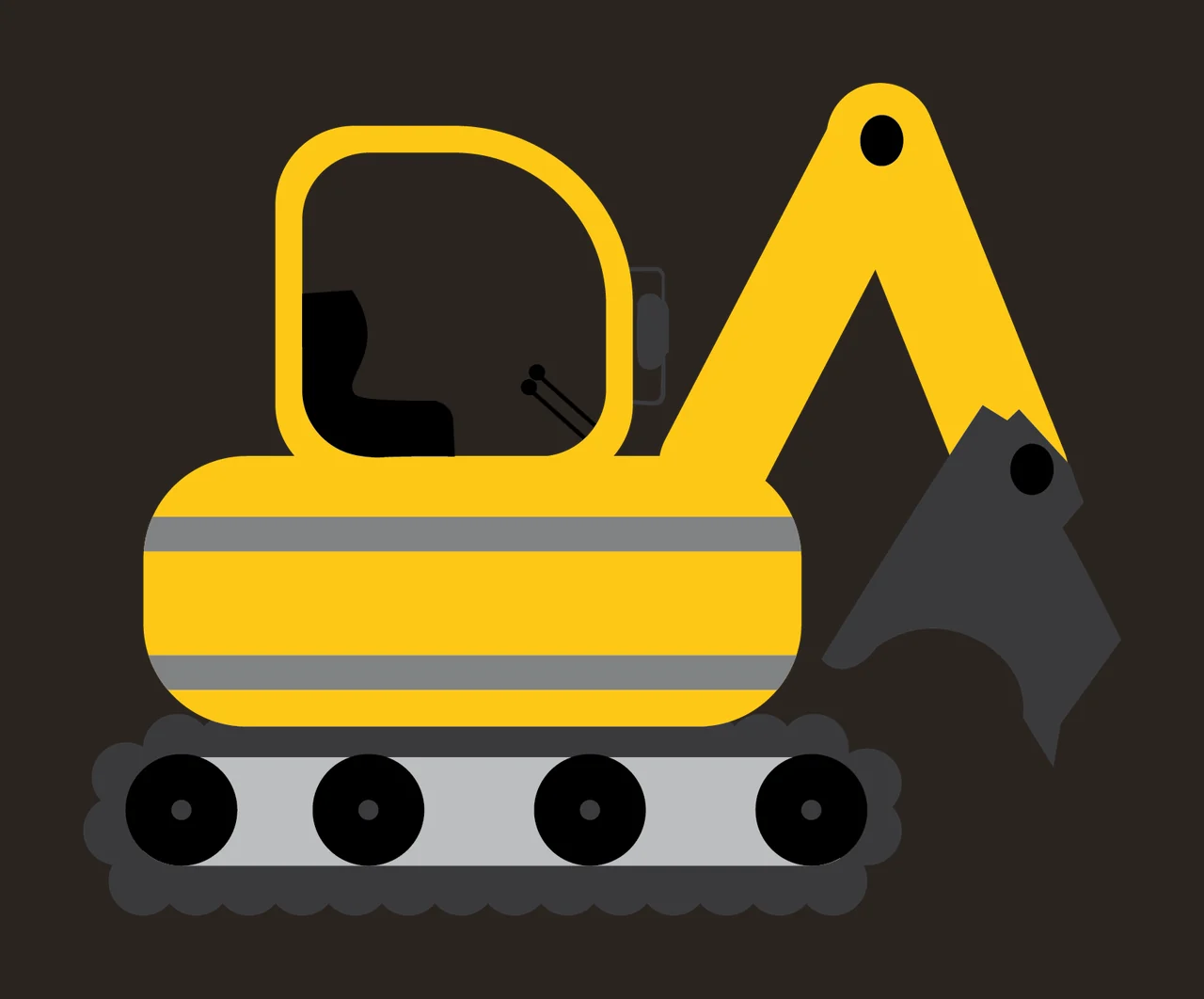 Construction Black Silhouette Of A Excavator With Shovel stationary contrast preview thumbnail