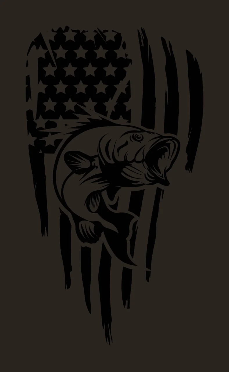 Distressed Flag Bass Fish Graphic leaping stars stripes silhouette contrast preview thumbnail