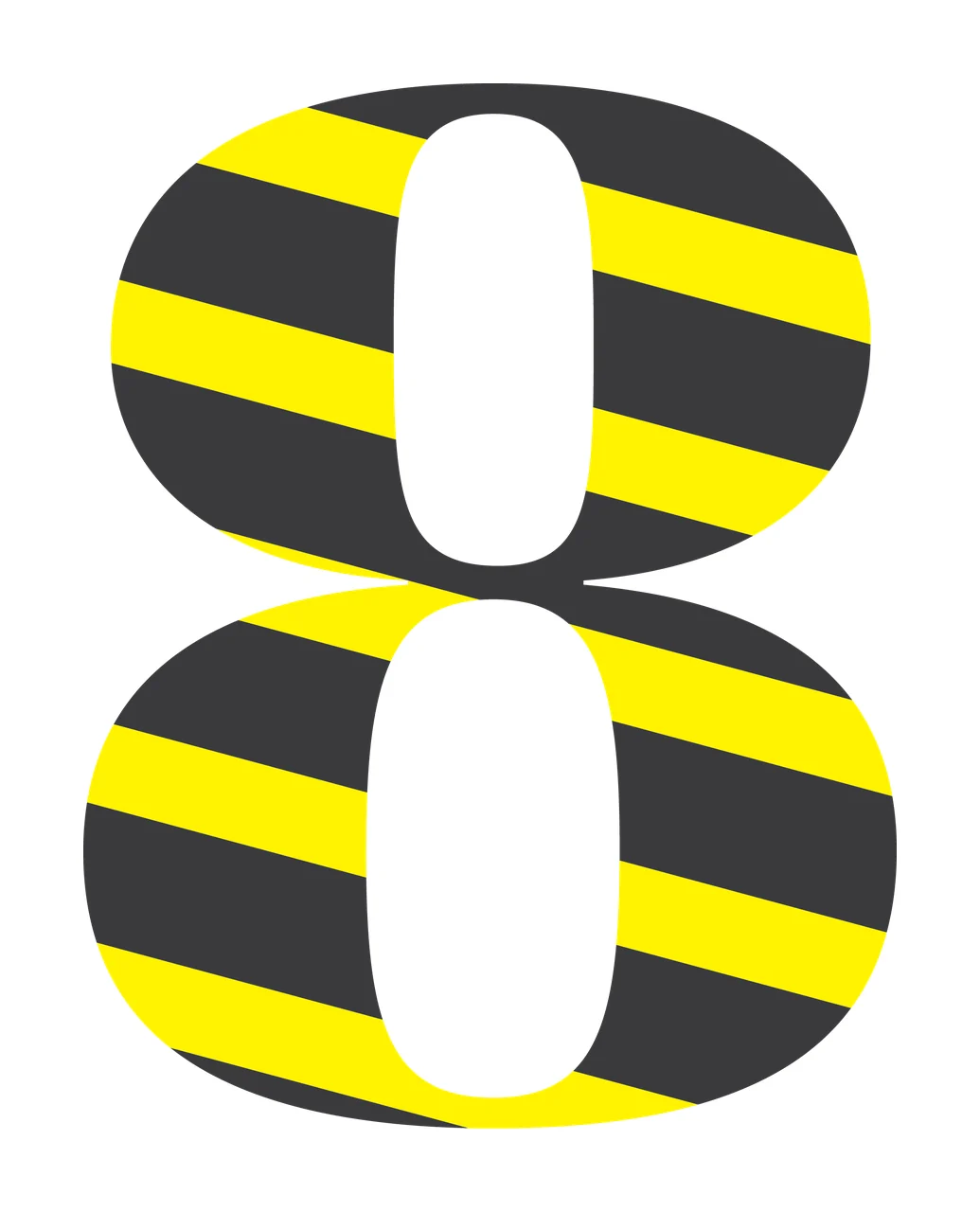 Number 8 Solid Black Numeral Eight With Faint diagonal lines