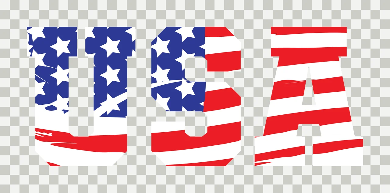 USA Typography Design with USA lettering, white stars, blue canton and red stripes transparency and detail preview thumbnail