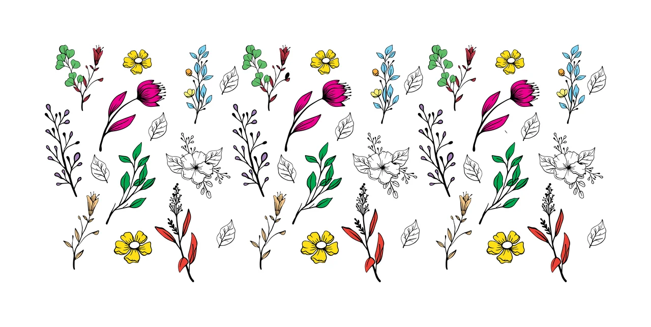 Can Glass Wrap Floral Elements Silhouettes And Line flower