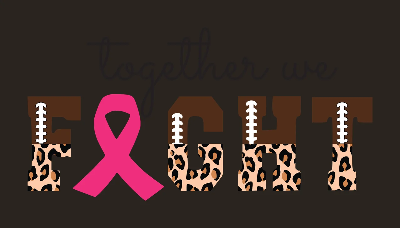 Cancer Awareness Ribbon typography supporting leopard print pattern contrast preview thumbnail