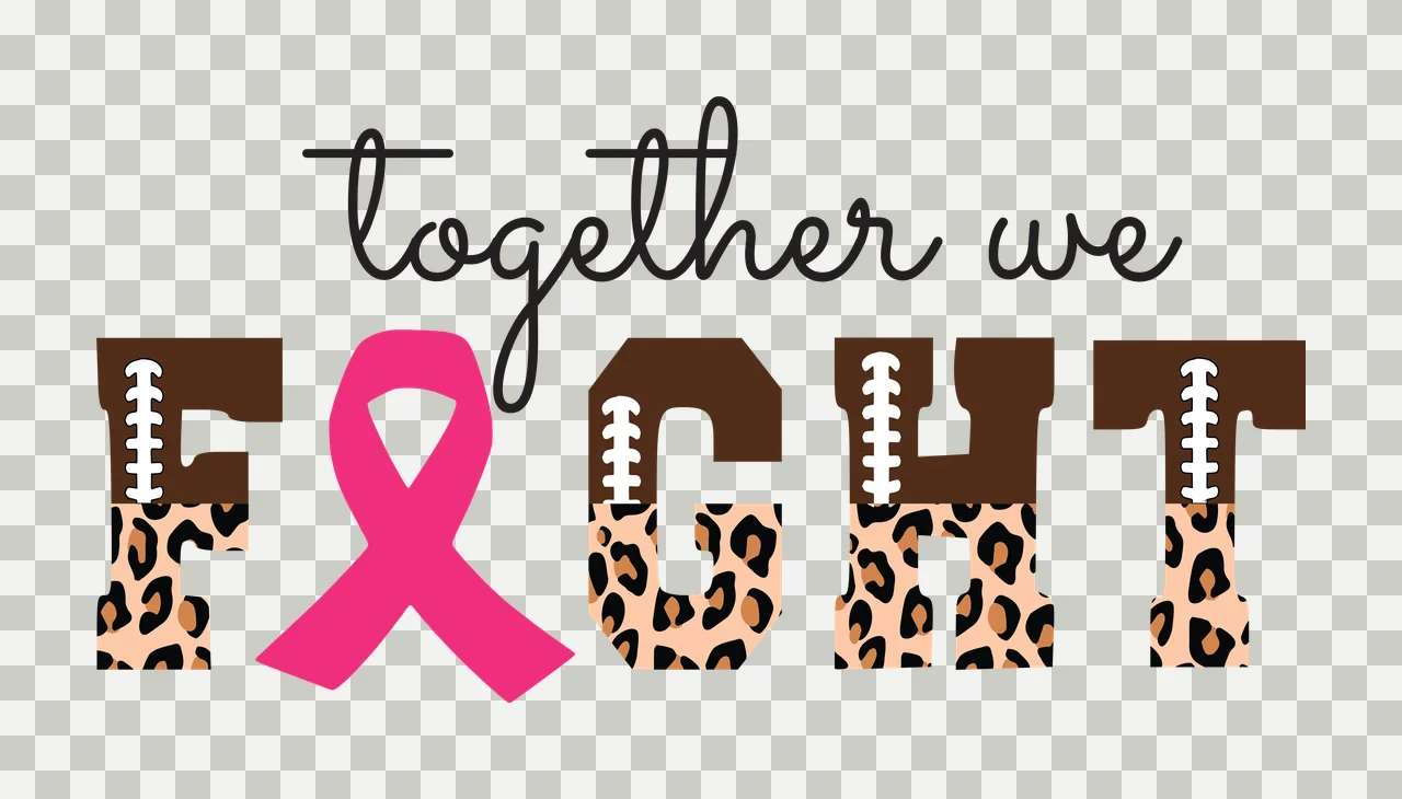 Cancer Awareness Ribbon typography supporting leopard print pattern transparency and detail preview thumbnail