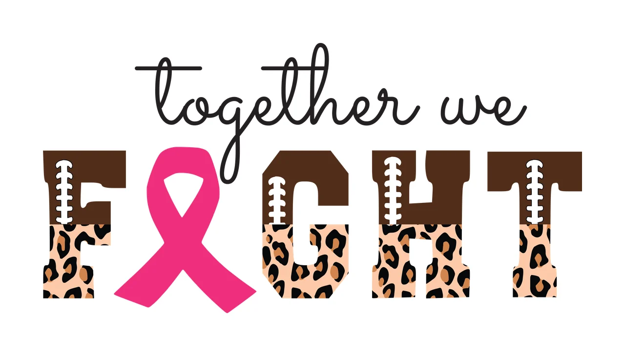 Cancer Awareness Ribbon typography supporting leopard print pattern