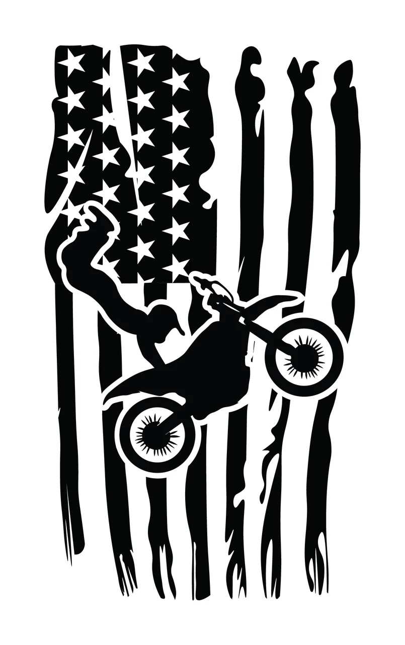 Motocross Vertical Flag Rider Stunt Graphic jumping motorcycle
