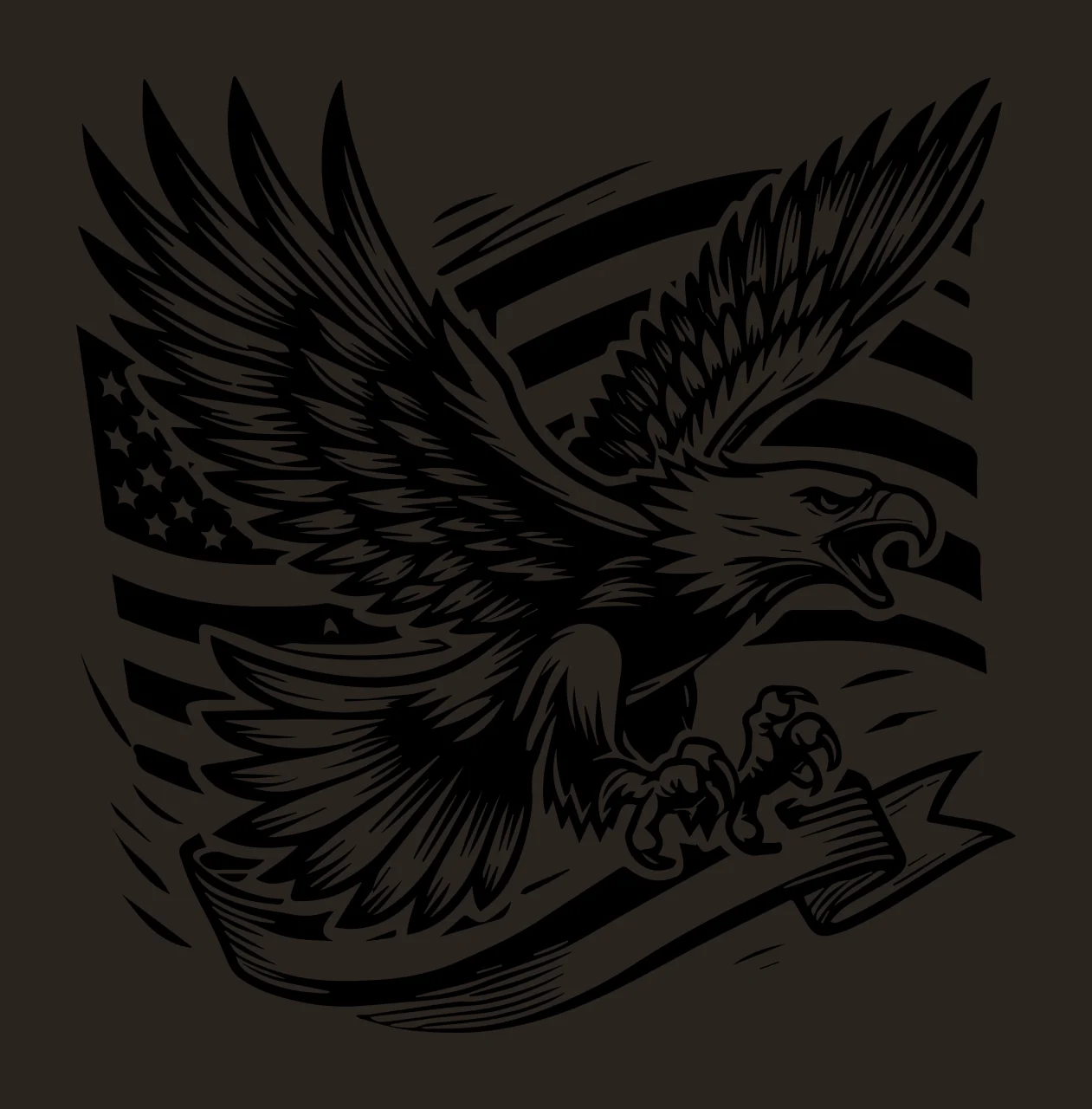 Eagle Flag Flying Over With Banner engraving black white outdoors contrast preview thumbnail