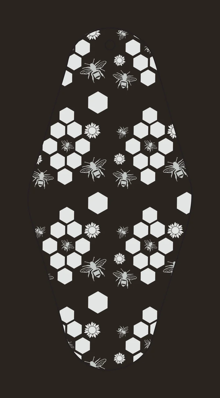 Classic Motel Keychain Hexagon Beehive Pattern With Bees bee contrast preview thumbnail