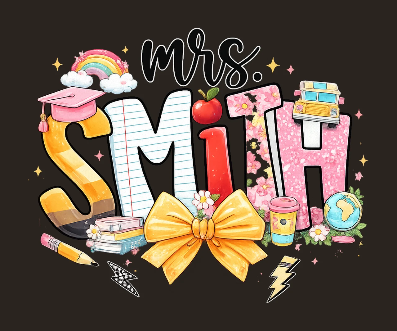 Mrs Smith Decorative Lettering Composition rainbow contrast preview thumbnail
