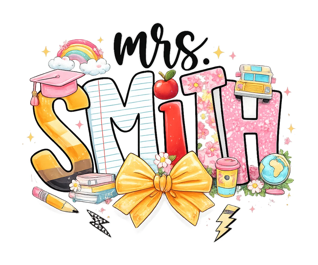 Mrs Smith Decorative Lettering Composition rainbow
