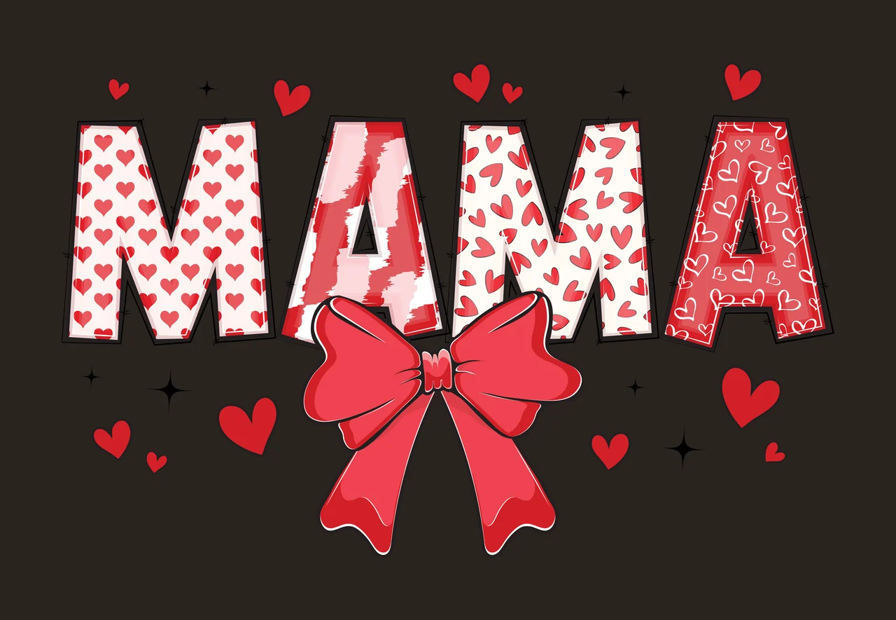 Mama Bow Black Silhouette Of A Hair hearts stars heart star contrast preview thumbnail