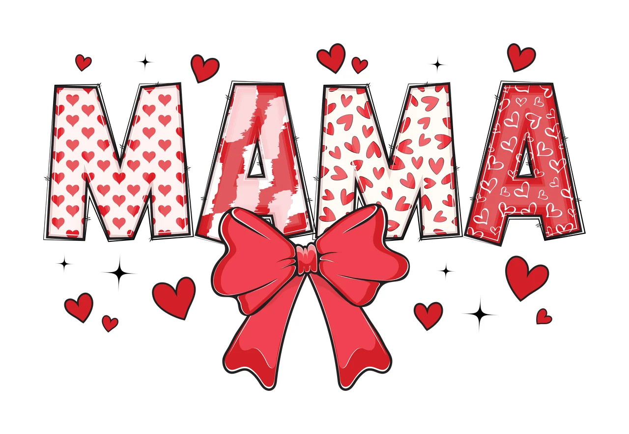 Mama Bow Black Silhouette Of A Hair hearts stars heart star