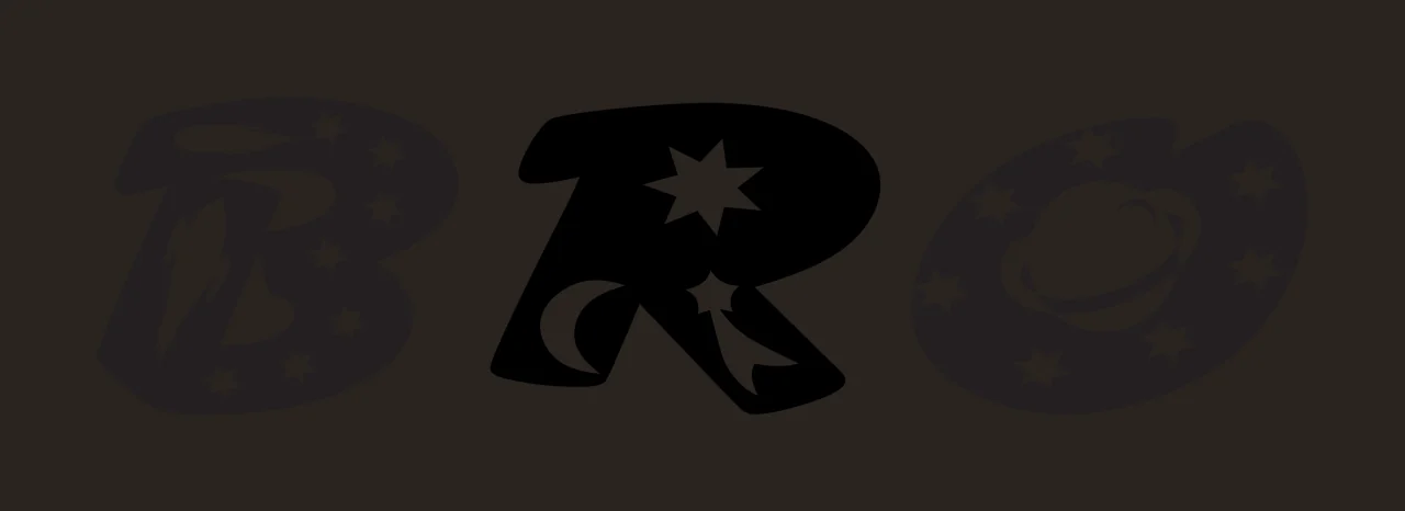 BRO Typography Design with rocket, stars, moon and shooting star in black and white contrast preview thumbnail