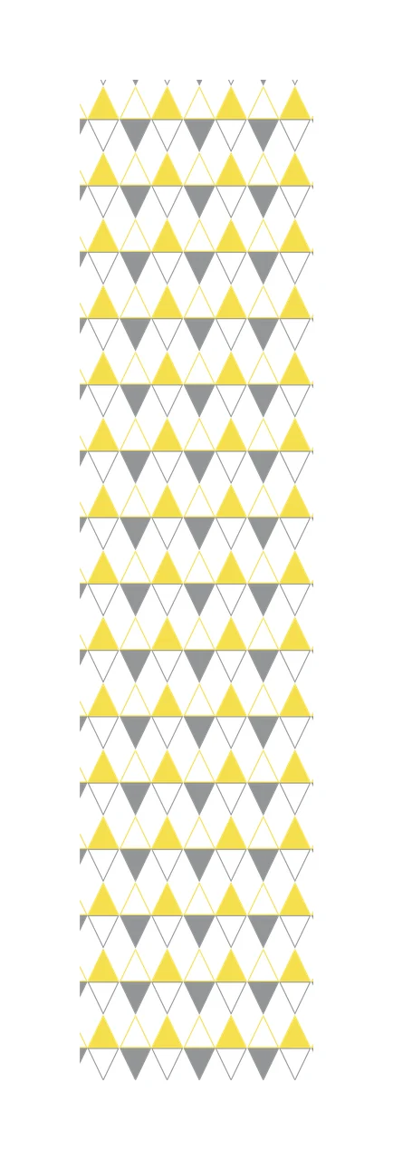 Geometric pattern with triangles solid yellow triangles solid grey triangles and outlined triangles in white
