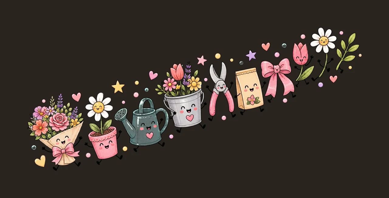 Florist Flower Shop Design Doodle Style Variation C contrast preview thumbnail