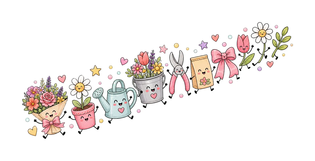 Florist Flower Shop Design Doodle Style Variation C