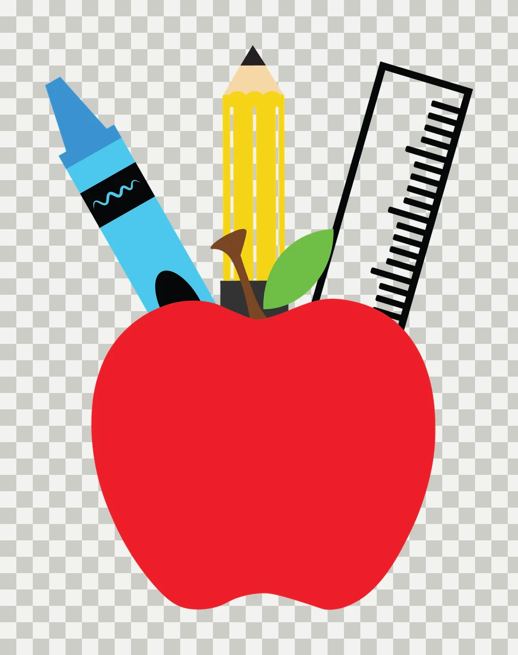 School Red Apple With Supplies transparency and detail preview thumbnail