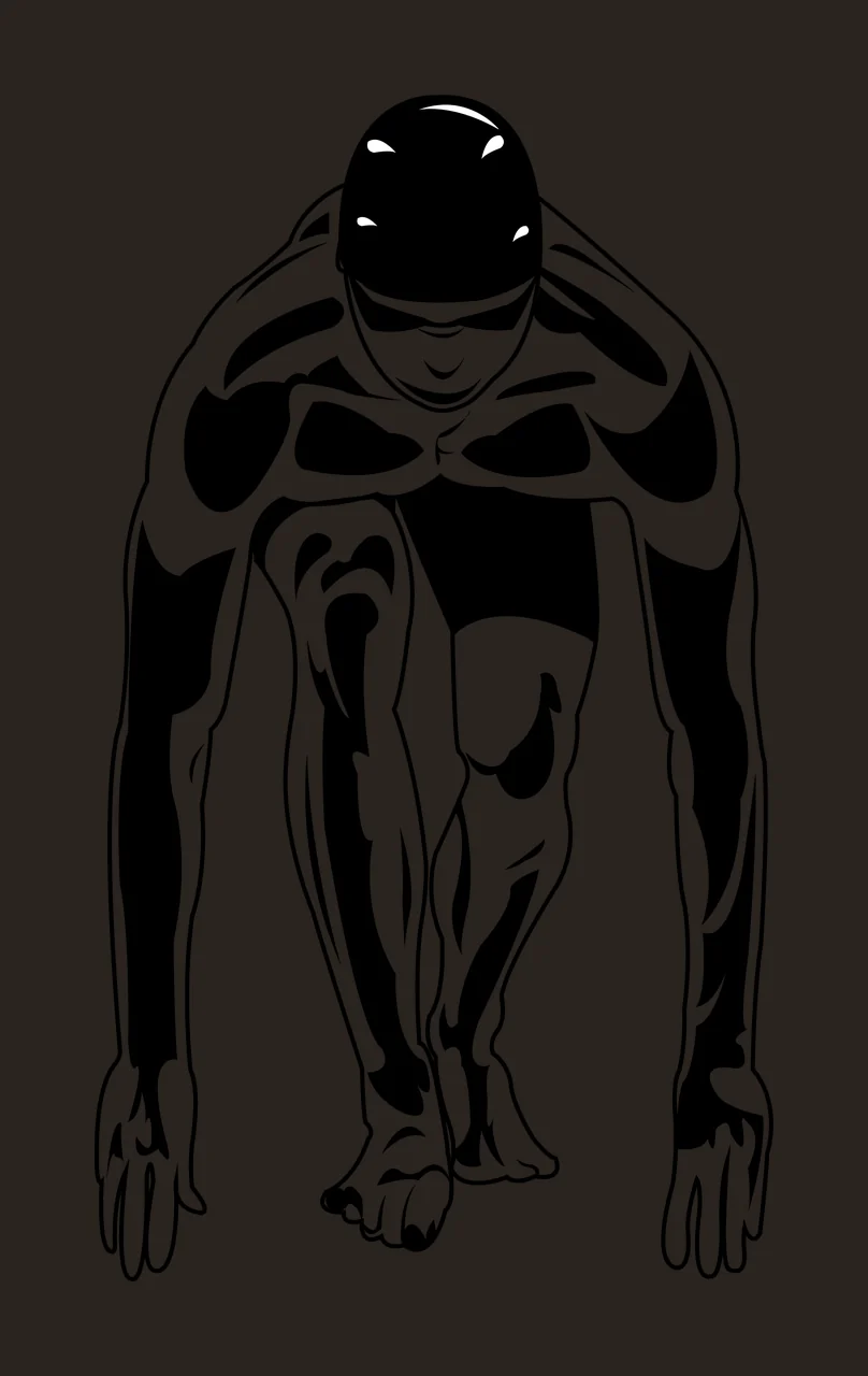 Athlete In Starting Block Position Silhouette crouching cap contrast preview thumbnail
