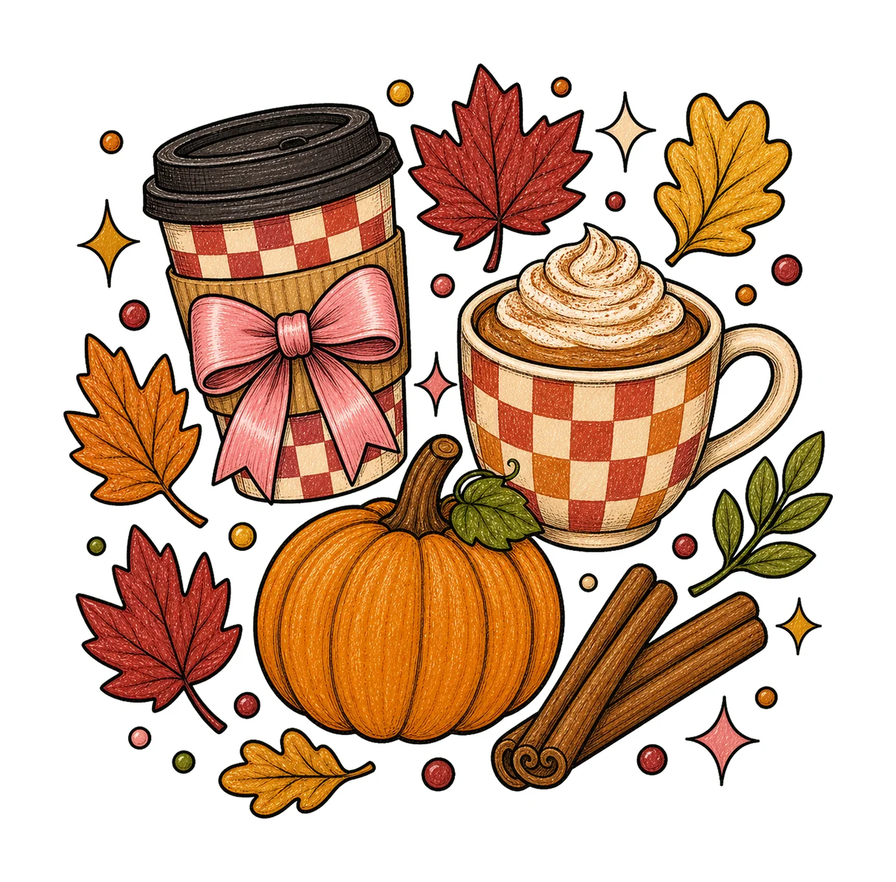 pumpkin spice coffee 02 preppy checker sublimation instant