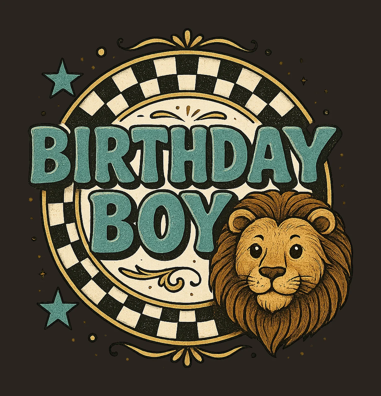 Retro Checkered Birthday Boy Celebration Design Vintage contrast preview thumbnail