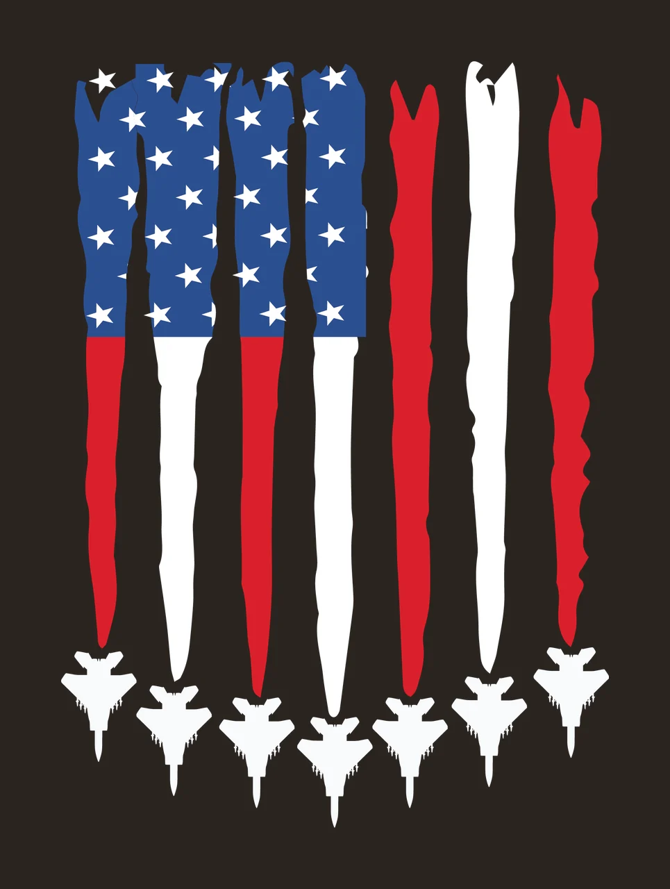 Jet Flag American With Aircraft Silhouettes stripes stars black contrast preview thumbnail