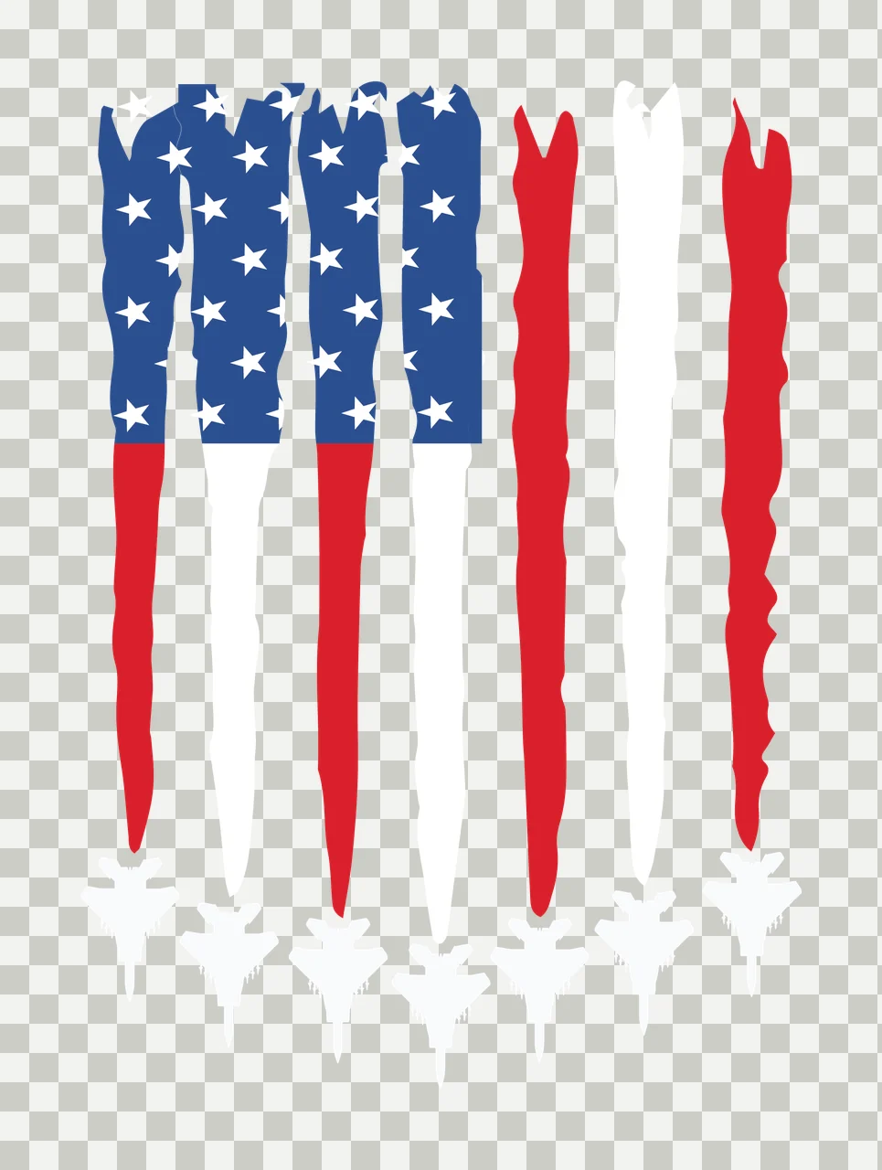 Jet Flag American With Aircraft Silhouettes stripes stars black transparency and detail preview thumbnail