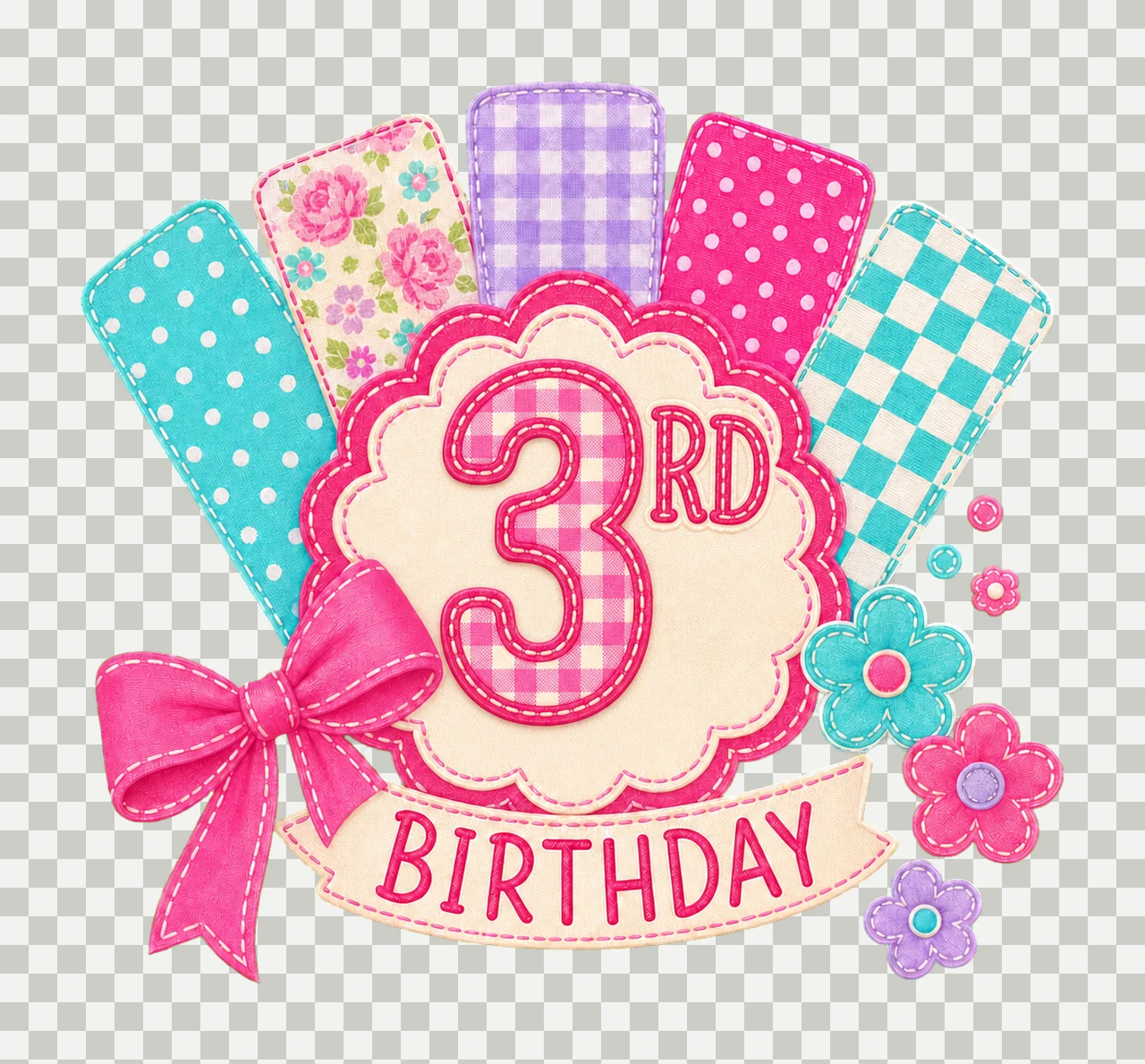 Preppy Patchwork Birthday sublimation instant Variation A transparency and detail preview thumbnail