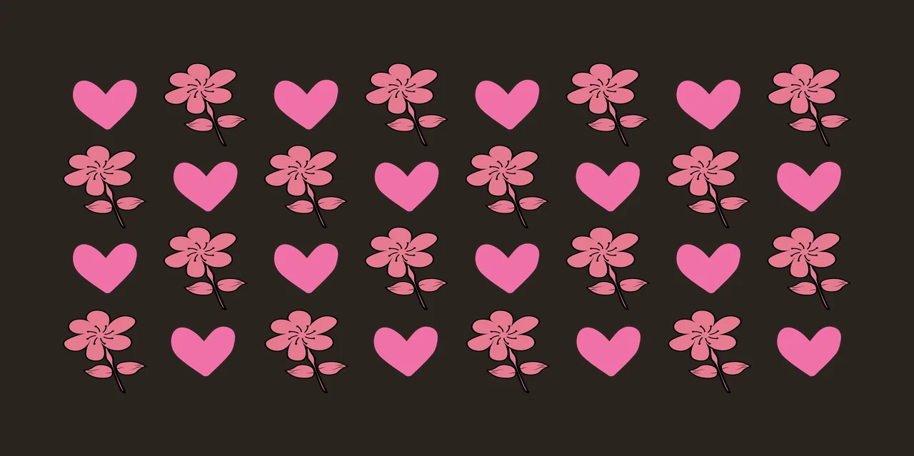 Can Glass Wrap Repeating Heart And Flower Line patterned stem contrast preview thumbnail