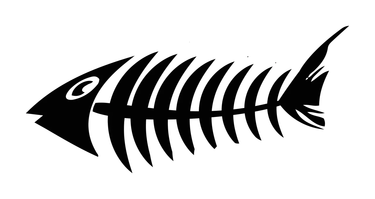 Bones Minimalist Black Silhouette Of A Fish Skeleton Static
