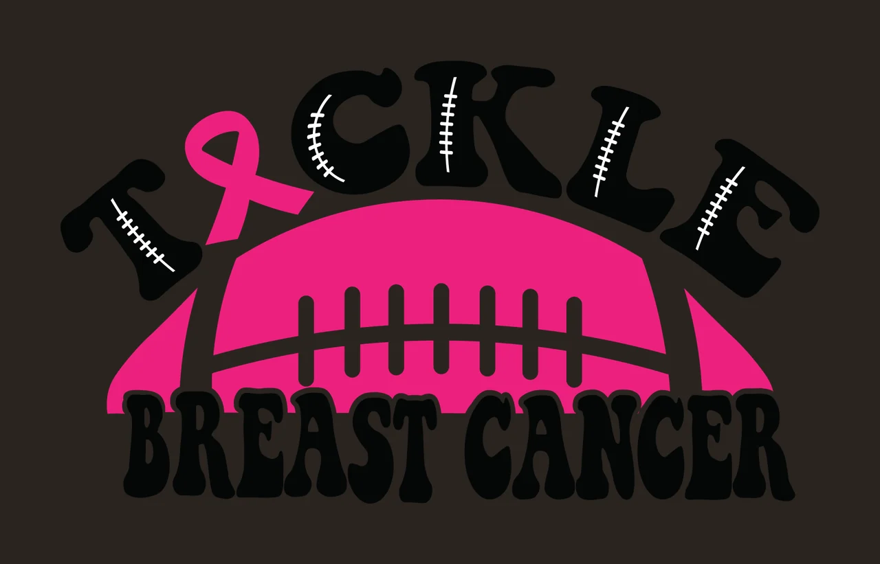 Tackle Breast Cancer Sports Typography football ribbon black contrast preview thumbnail