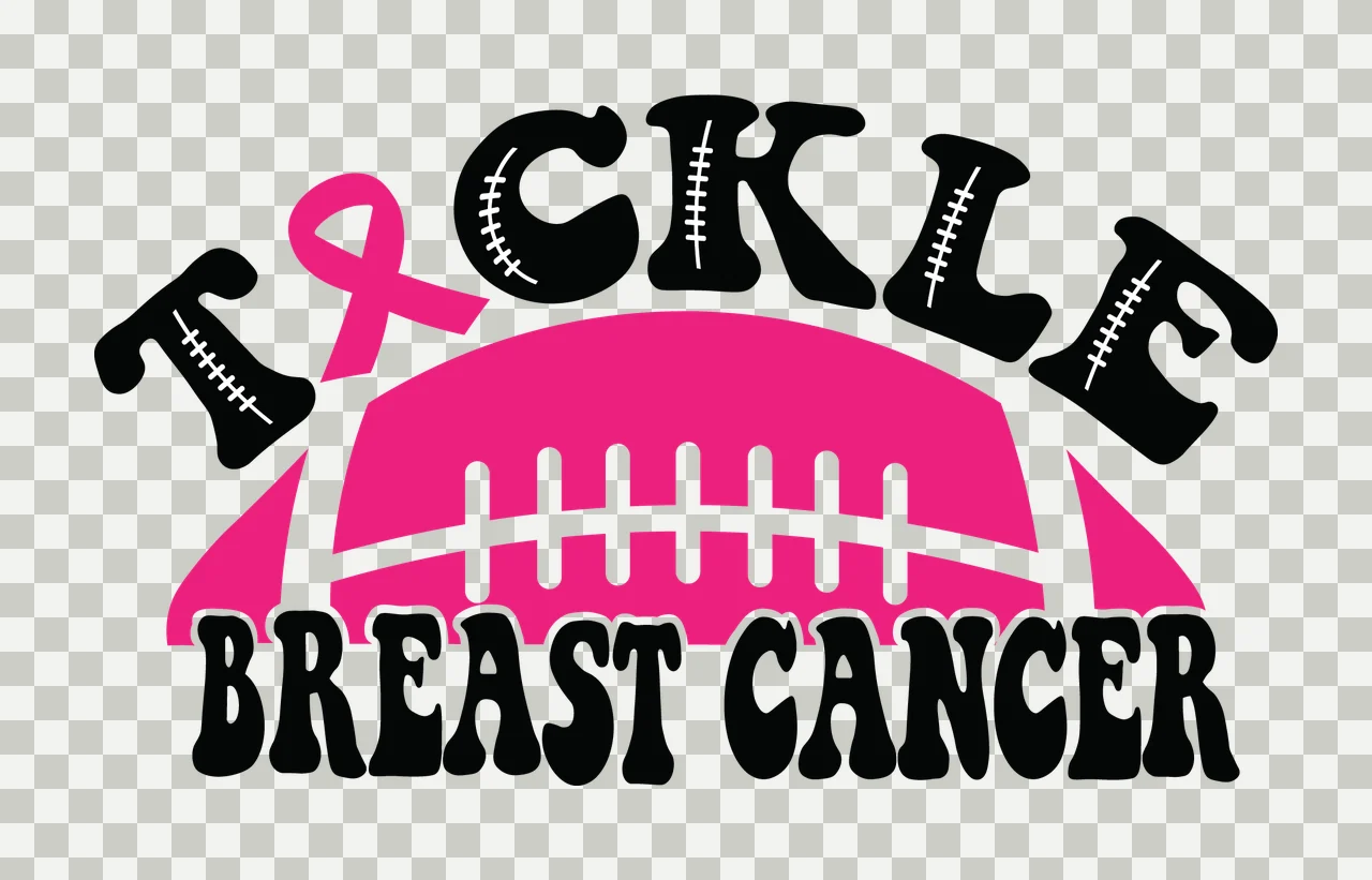 Tackle Breast Cancer Sports Typography football ribbon black transparency and detail preview thumbnail