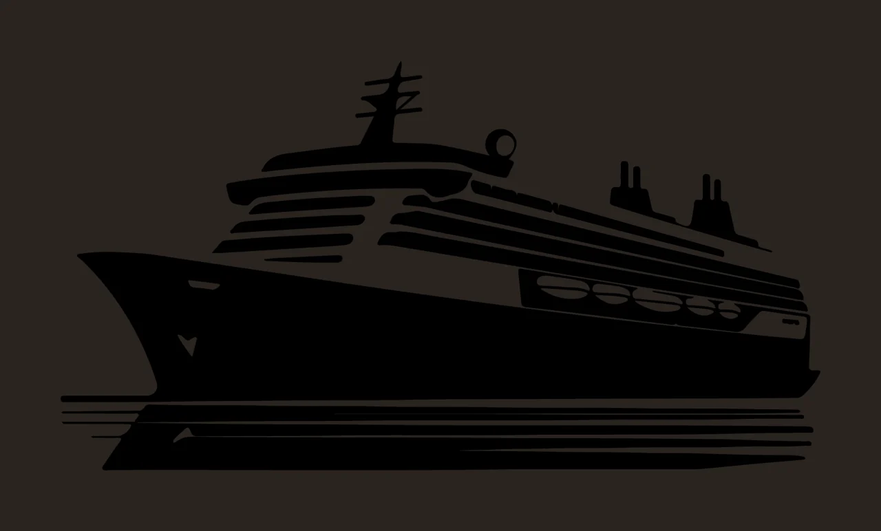 Cruise Ship Silhouette On Water Lines sailing minimalist black contrast preview thumbnail