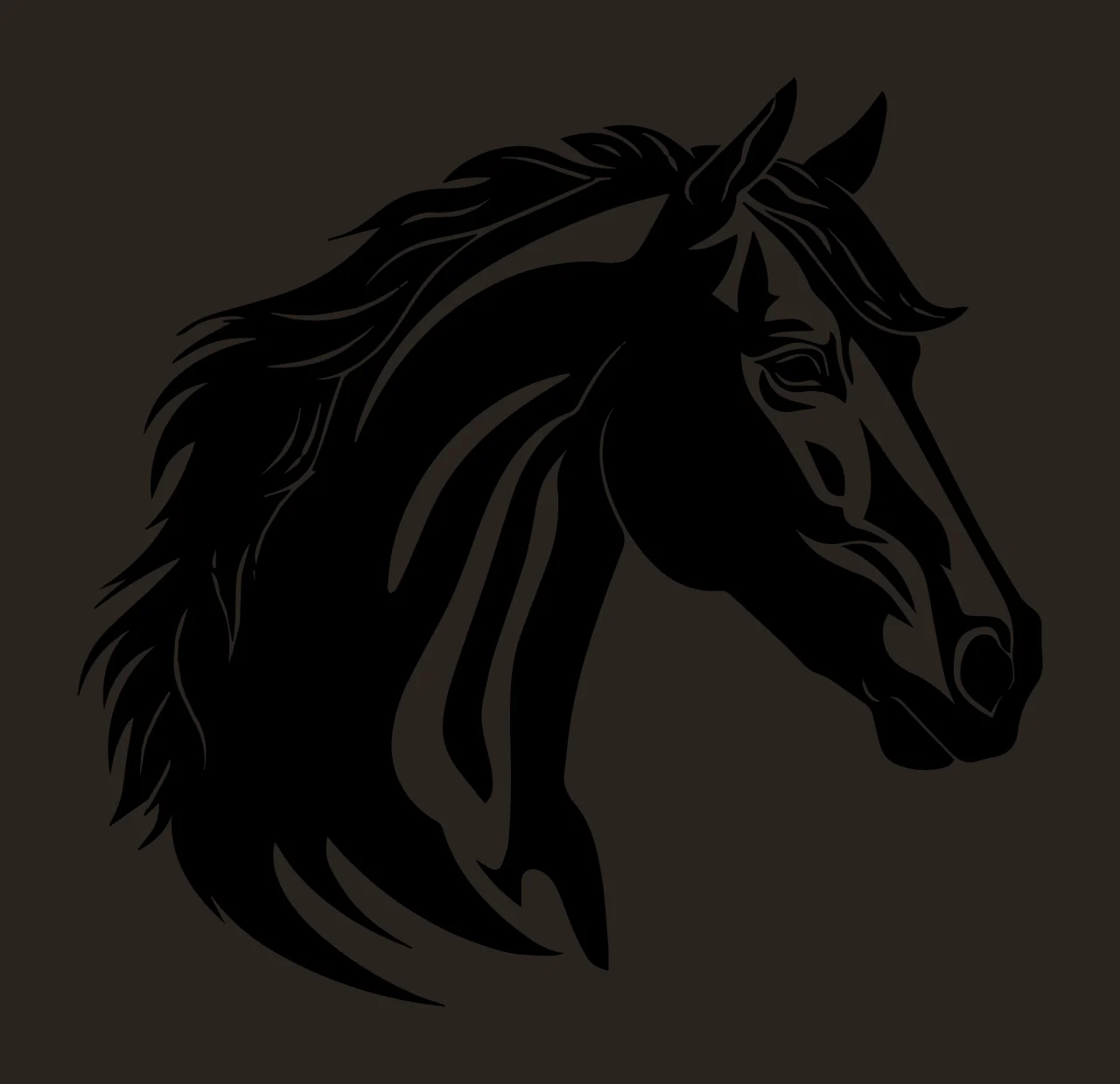 Horse Head Silhouette Profile Art mane black equine 32 F16 contrast preview thumbnail