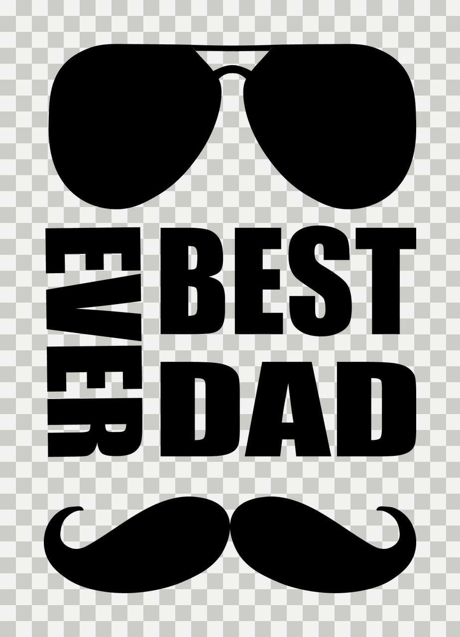 Best Dad Ever Text With Sunglasses And Mustache transparency and detail preview thumbnail