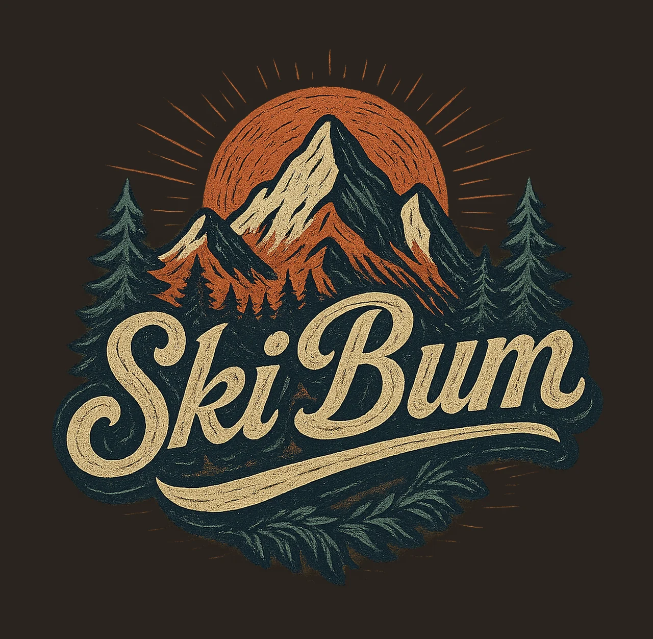 Ski bum winter sports skiing sublimation design ski trip contrast preview thumbnail
