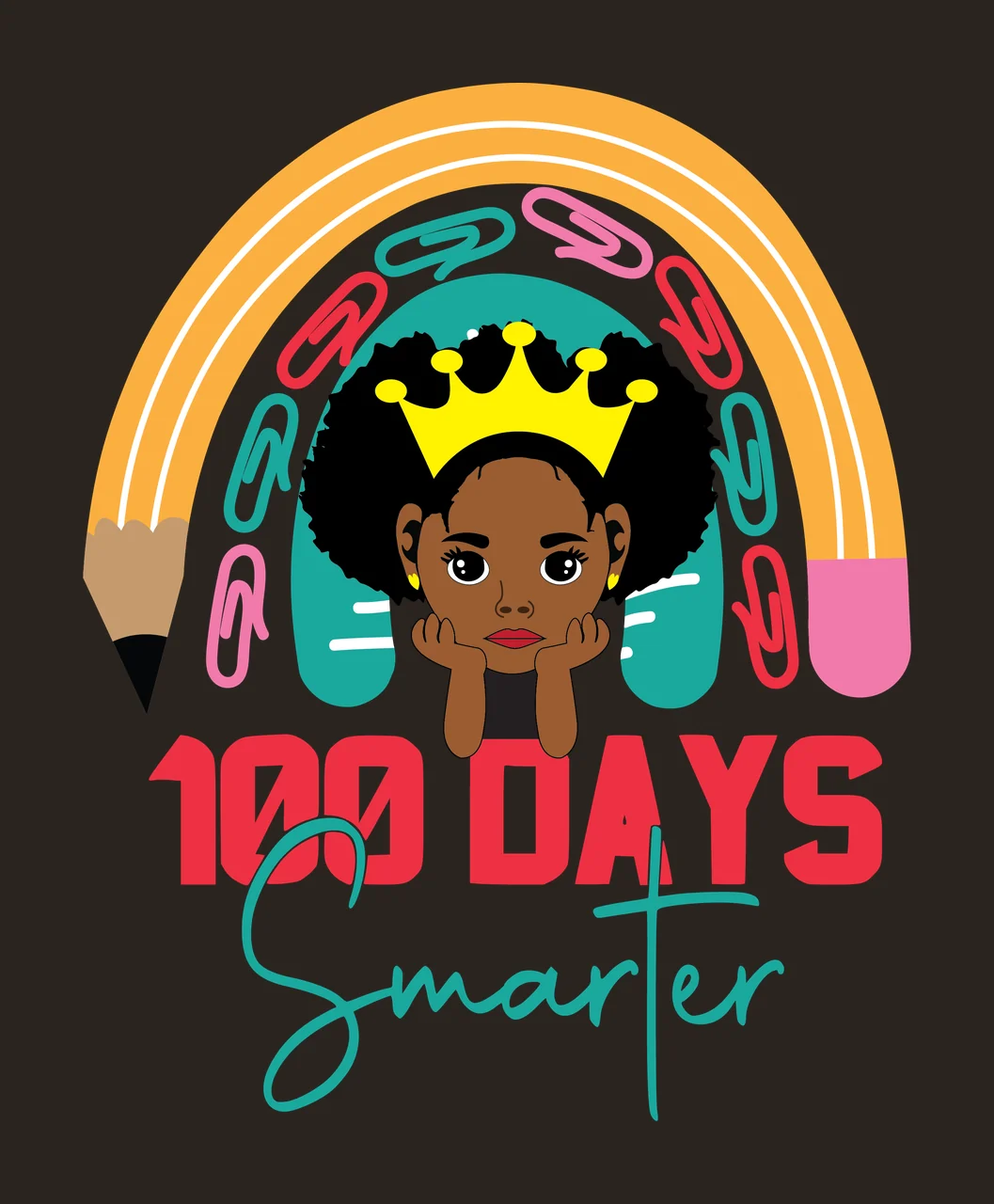 Black 100 Days Smarter With Paperclip Arch typography and paperclips contrast preview thumbnail