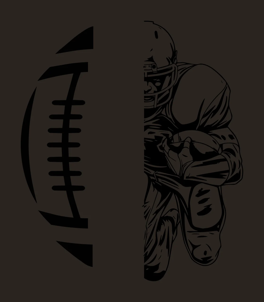 Football Player Split Graphic Design running helmet ball outline contrast preview thumbnail