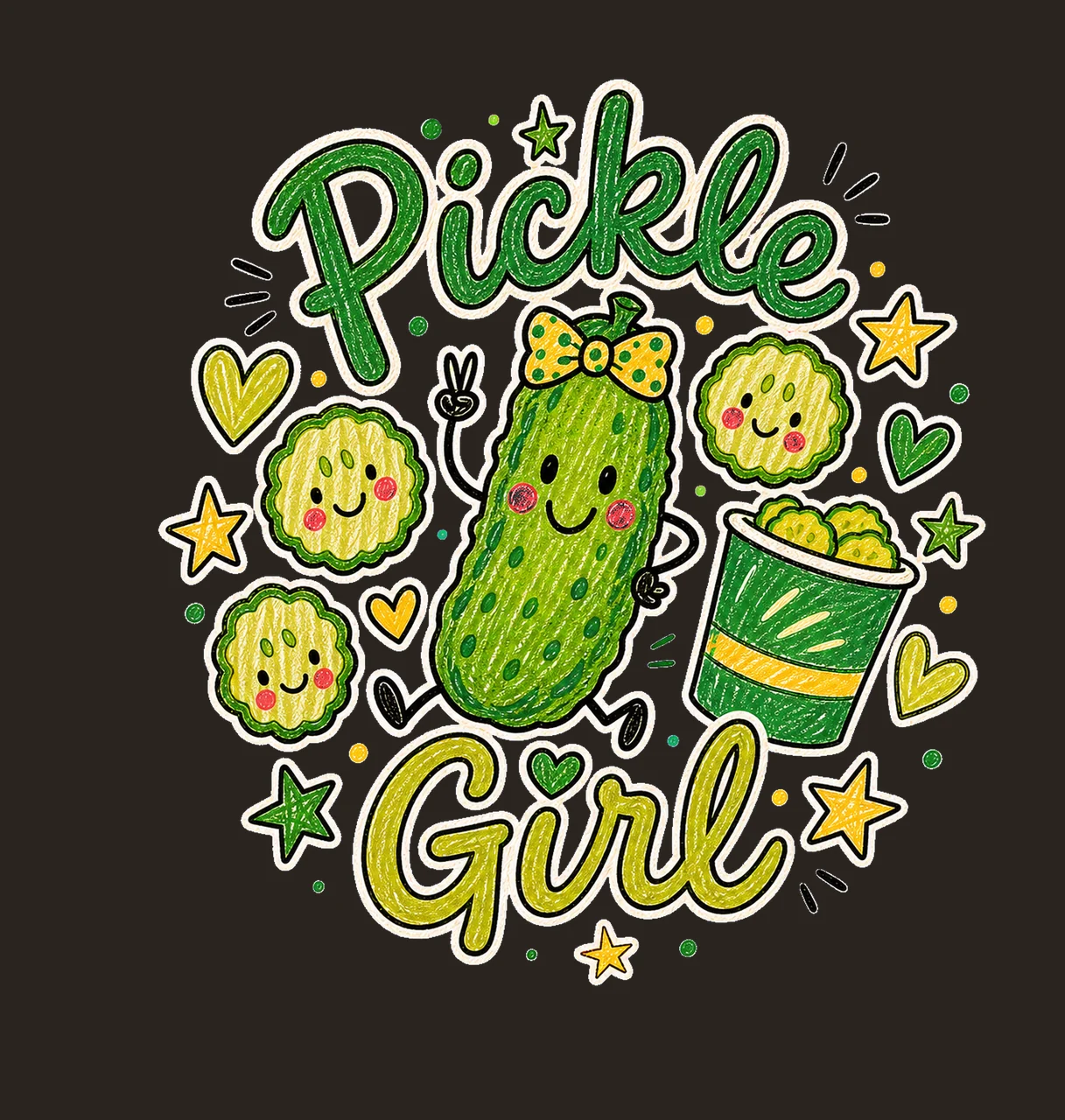 Pickle Girl Doodle sublimation instant shirt Variation A contrast preview thumbnail