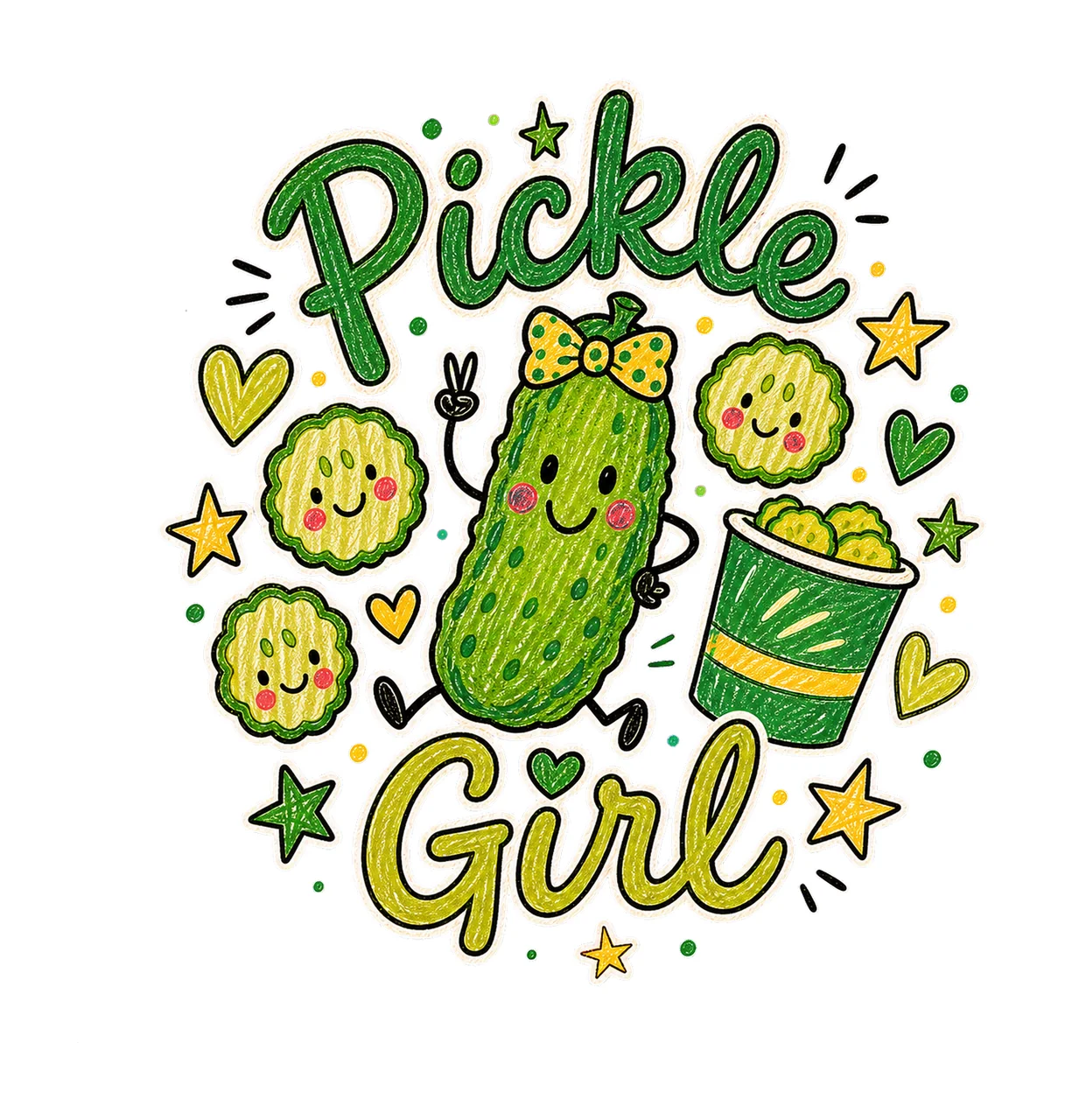 Pickle Girl Doodle sublimation instant shirt Variation A