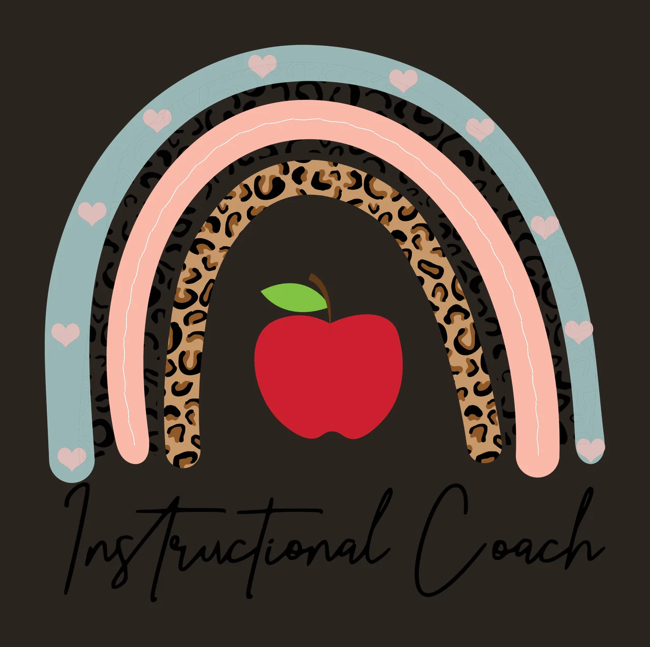 Instructional Coach Black And White Rainbow Graphic apple leopard contrast preview thumbnail