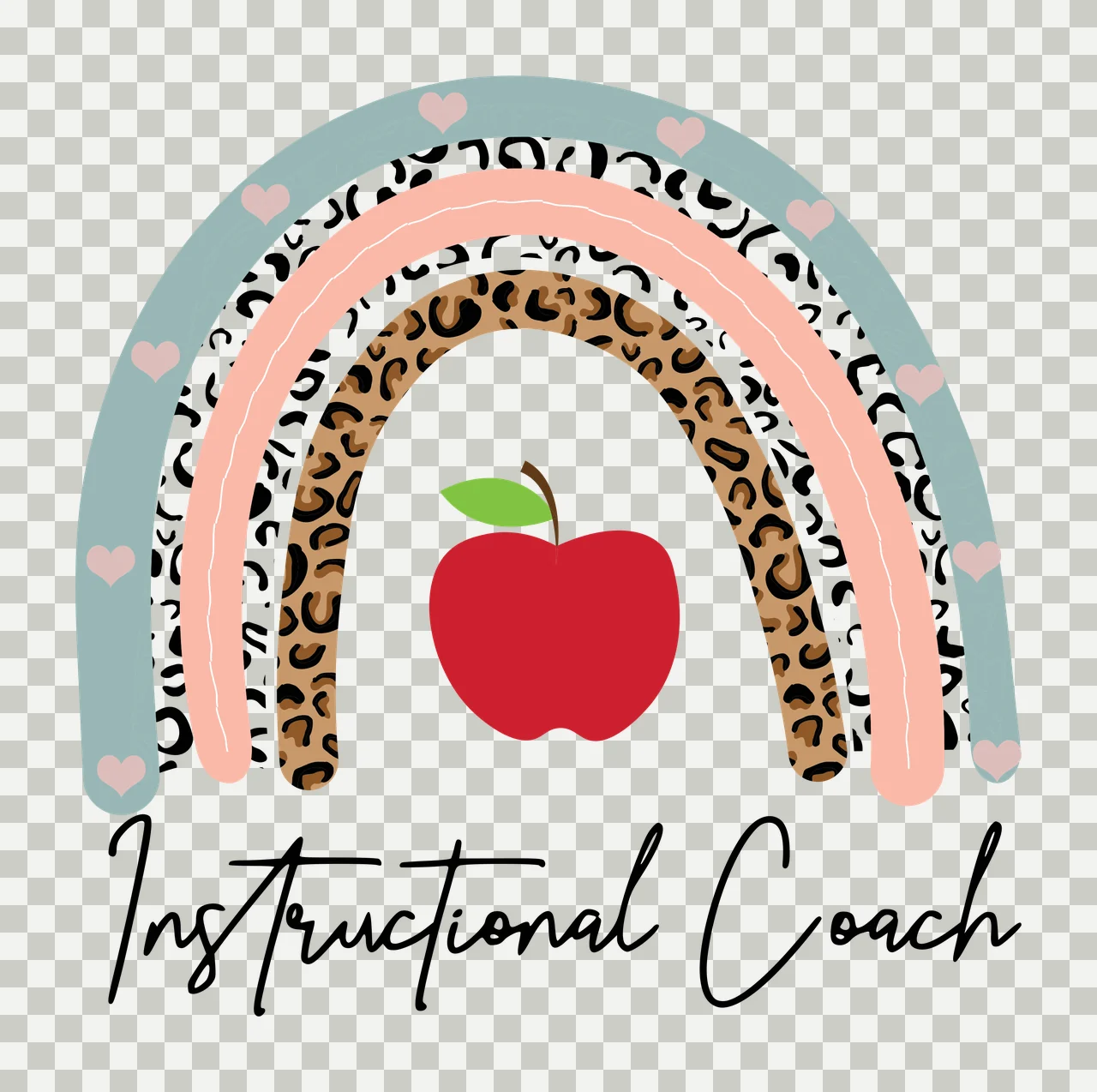 Instructional Coach Black And White Rainbow Graphic apple leopard transparency and detail preview thumbnail