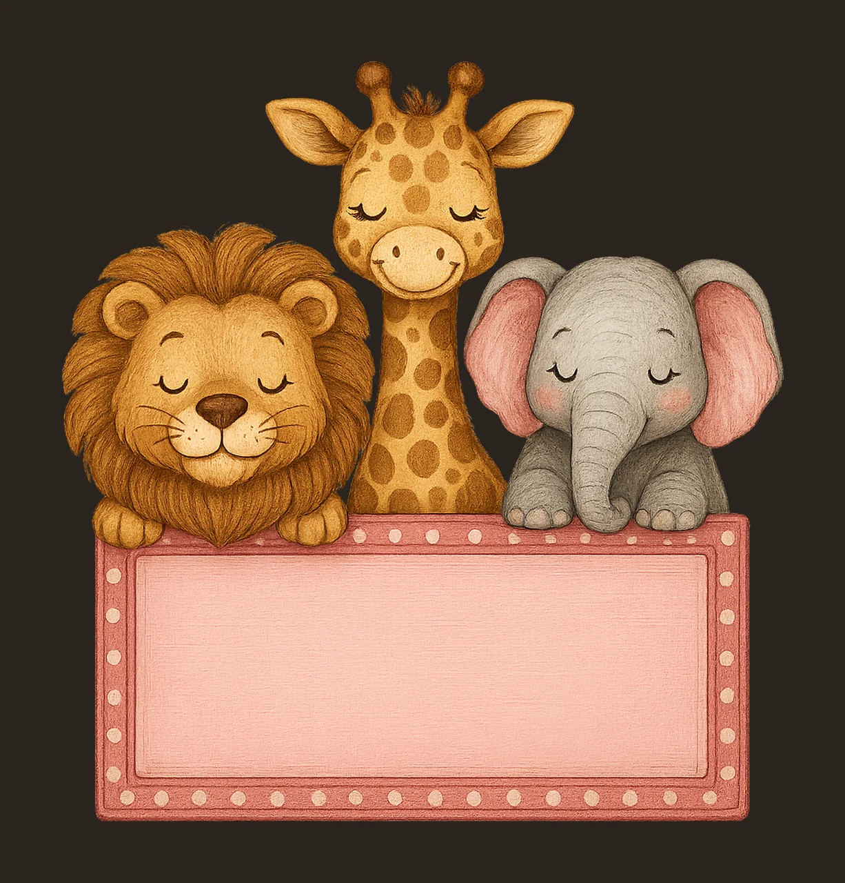Girl Zoo Name Plate Frame Design Hand Drawn Variation C contrast preview thumbnail
