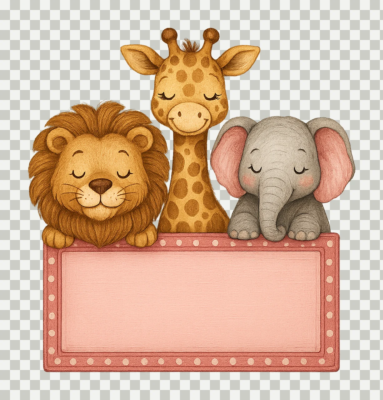 Girl Zoo Name Plate Frame Design Hand Drawn Variation C transparency and detail preview thumbnail