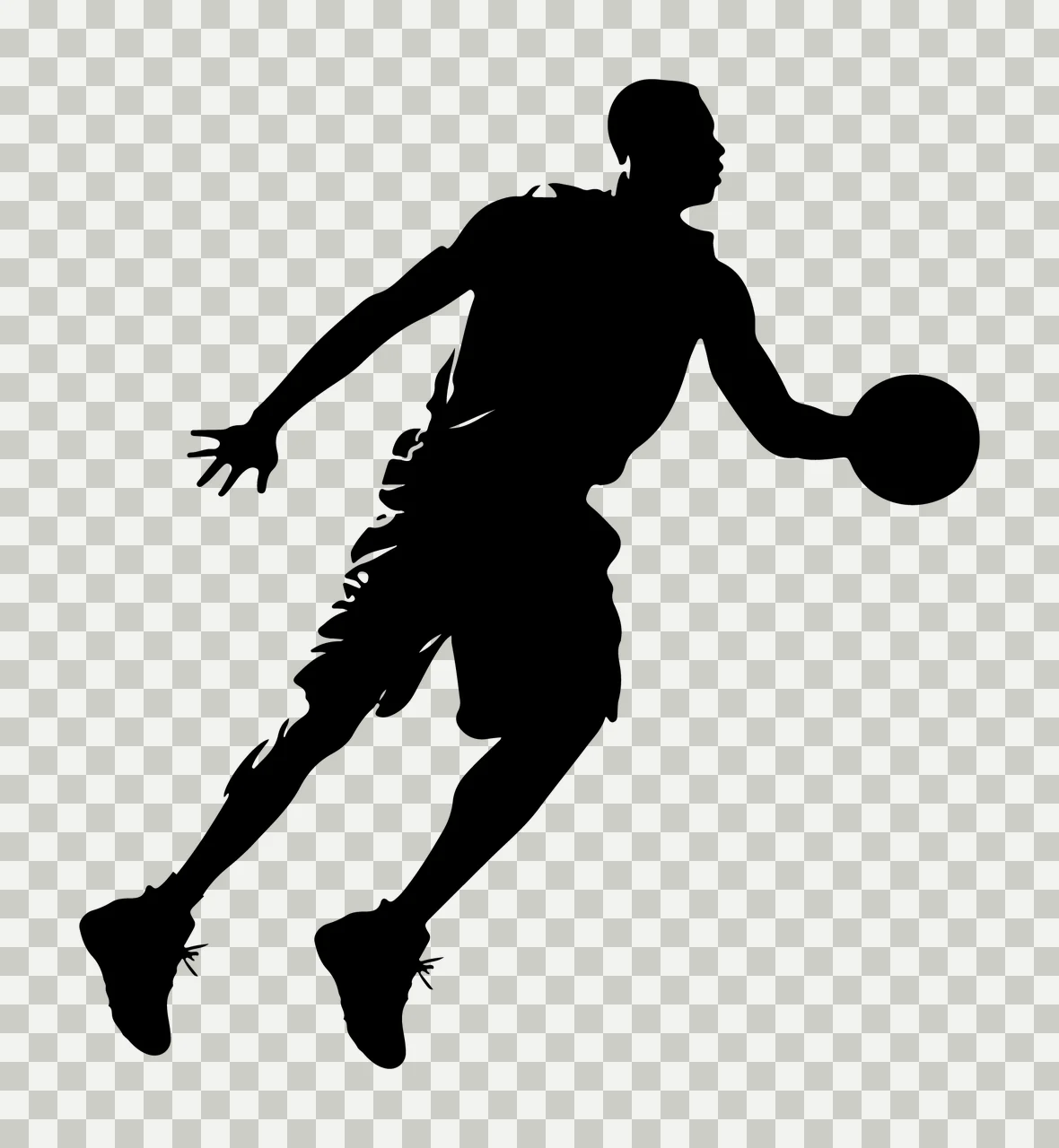 Player Basketball Silhouette Dribbling A Ball On White shorts transparency and detail preview thumbnail